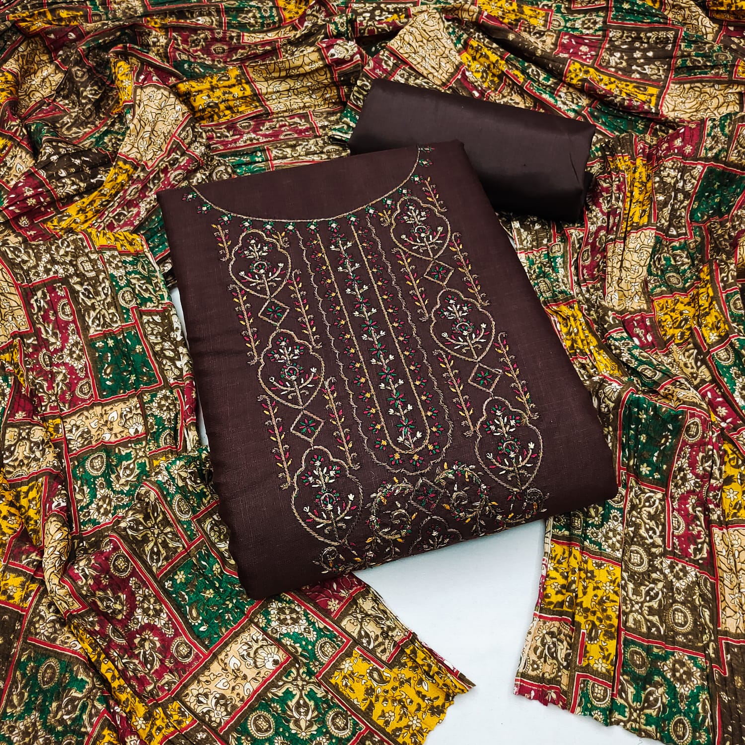 Ds Designer Suit Cotton Kashmiri Work Non Catalog Dress Material